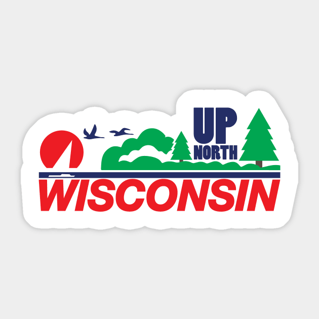 Wisconsin License Plate Up North Sticker by KevinWillms1